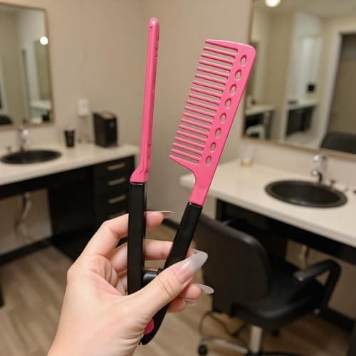 Heat-resistant V Hair Styling Comb, v shaped Hair Straightening Comb For Flat Iron, Professional Smoothing Grooming Brush For Home Travel Road Trip Vacation Dating Commuting — view 4