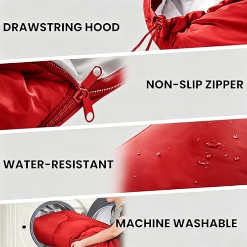 Double Sleeping Bag, Extra Large 3-4 Season Lightweight,Waterproof Indoor & Outdoor Use for Adults & Kids, Premium Sleeping bag for Hiking, Backpacking and Camping (Red) — view 4