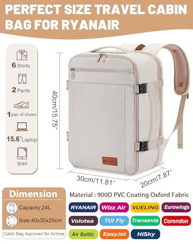 MOCOCITO Ryanair Cabin bags 40x30x20 Travel Backpack 40x30x20 Cabin Bag Carry On Weekend Trips & Air Tryanair Under Seat Backpack for Travelling Suitable for Ryanair, Wizz Air, Easyjet, Vueling — view 2
