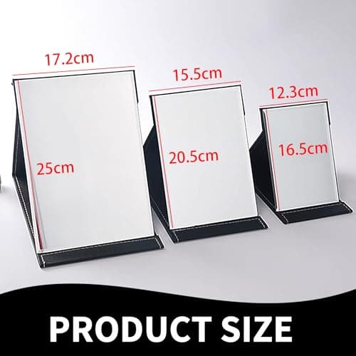 C5DGPH Folding Tabletop Travel HD Makeup Mirror,PU Leather Foldable Cosmetic Mirror,Compact Standing Vanity Mirrors for Men, Women and Girls — view 4
