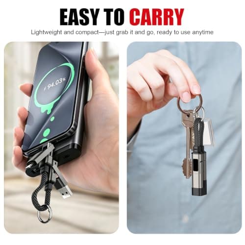 Haefan 4-in-1 USB Charging Cable Keychain, 65W Fast Charge with LED Display — view 4