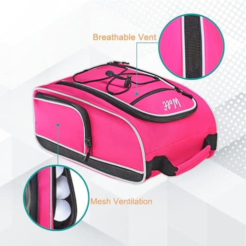 Wolt Golf Shoe Bag - Sports & Travel Shoes Carrier Bags with Ventilation & Double Outside Accessory Pocket for Socks, Tees, Golf Balls, Etc. for Women and Men (Pink) — view 5
