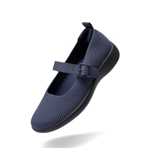 DREAM PAIRS Womens Ballet Mary Jane Flats Sneaker Shoes,Size 5.5,Navy