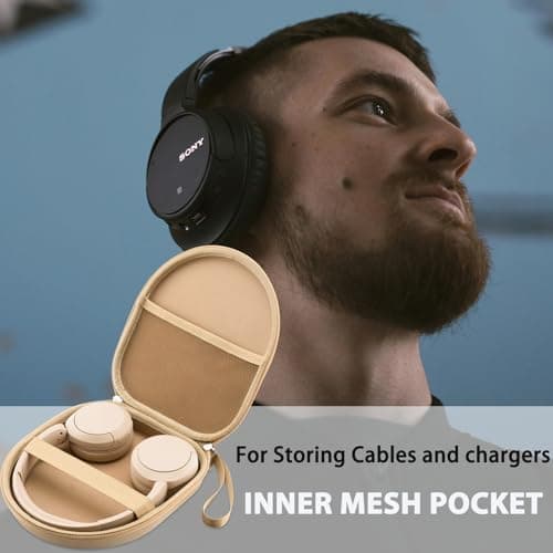 Case Compatible with Sony WH-CH520N WH-CH720N, and JBL 510BT 520 BT 720BT 770 NC 760 NC 670 NC Wireless Noise Cancelling Headphones, Portable Travel Headphone Storage Cover Bag (Beige) — view 5