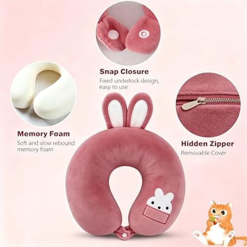 YgonziRuvc Kids Travel Pillow, Kids Neck Pillows for Travel, Comfortable Travel U Shape Pillow, Ideal for Airplane, Car, Train, Camping, Home, and Office Use, 30 cm — view 3