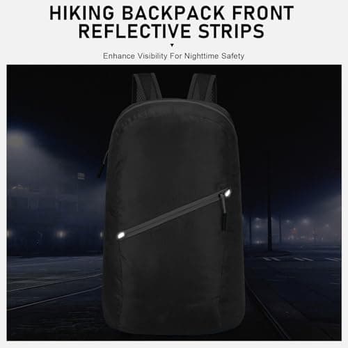 Risipu 2 Pack Foldable Backpack Mens Women, Lightweight Packable Rucksack, 20L Water Resistant Daypack for Outdoor Sport Trip, Hiking, Commuting (2, Black, Dark Blue) — view 6