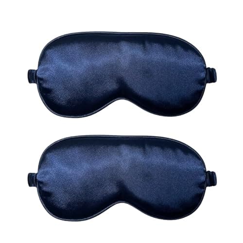 WESTEND CHOICE Sleep Mask 2 Pack Soft Satin Silk Eye Mask for Men Women Eye Blindfold for Travel Light Blocking Night Sleep Mask Comfortable Blackout Sleeping Mask (Navy)