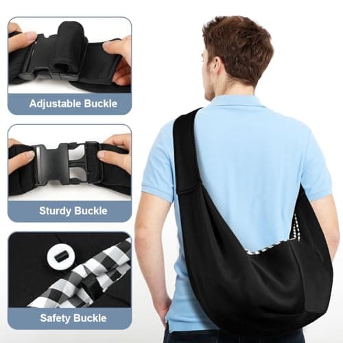 Adiwo Puppy Carrier - Reversible Hands-free Dog Carry Sling for Small & Medium Dogs & Cats, Soft & Comfortable, Adjustable Dog Carrier Bag Shoulder Tote for Outdoor Walking, Travel & Shopping — view 4