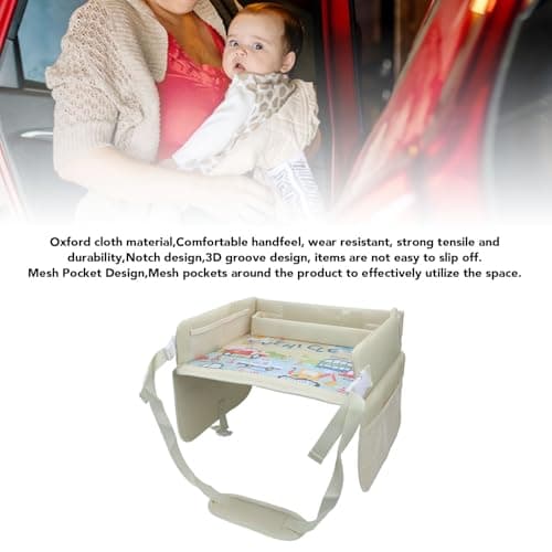 Masyrt Kids Travel Tray, Foldable Toddler Lap Desk Organizer, Cartoon Pattern, Road Trip Must Have, for Car & Airplane, Ideal for Toddler Car Seat & Kids Car (Car Pattern) — view 4