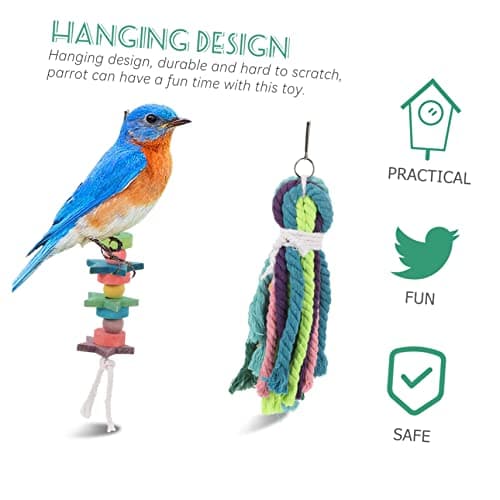 Happyyami Parrot Foraging Toys 6pcs Cotton Rope Wood Hanging Set — view 6