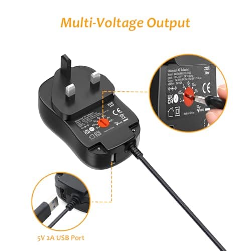 Zolt 34W Universal Power Adapter 3V 4.5V 5V 6V 7.5V 9V 12V 2A Max — view 3