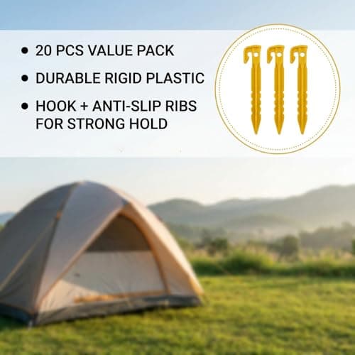 20-Pack Heavy Duty Tent Pegs, Spiral Screw-In Camping Pegs for Windy Ground, Plastic Garden Pegs for Ground Anchoring, Awning Pegs for Tents & Outdoor Setup — view 5