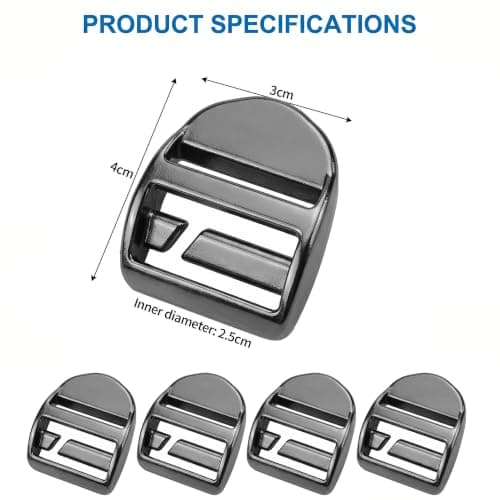 KIMHOME 4Pcs Black Metal Ladder Lock Buckles, Webbing Adjuster for Backpacks Luggage Straps — view 2