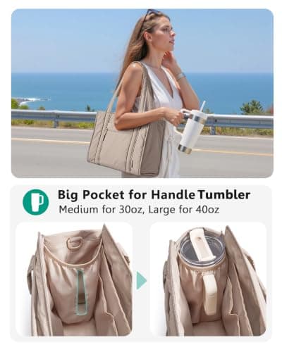 bagsmart Tote Bag for Women, 14/15.6 Inch Laptop Work Handbag with Zip — view 5