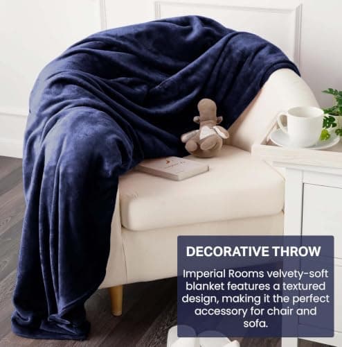 IR Imperial Rooms Fleece Blanket Navy Blue, Throw/Single 130X150 Cm — view 2