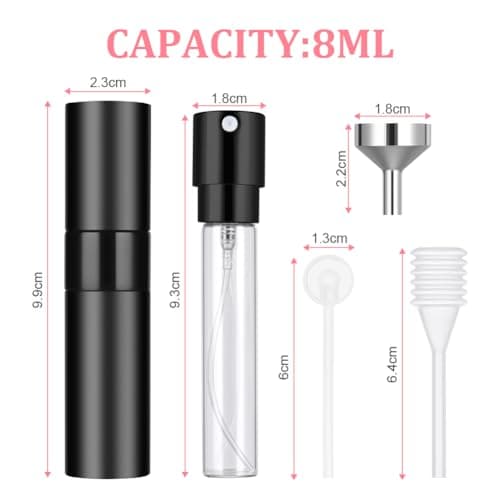 ACWOO Perfume Atomiser, 8ml Refillable Travel Size Perfume Bottle, Mini Aftershave Spray Bottle, Small Glass Fragrance Atomizer for Women, Portable Empty Cologne Refill Pump Dispenser for Men — view 2