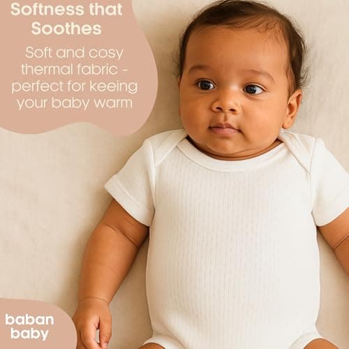 Baban Baby Thermal Bodysuit Vests Short Sleeve, White, 6-12 Months — view 4