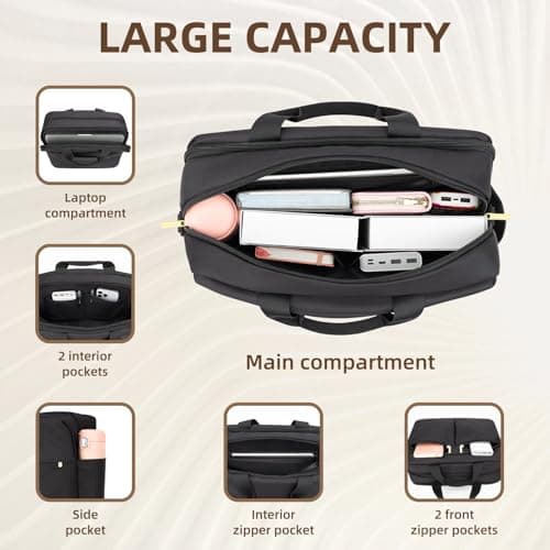 RAINYEAR 15.6 Inch Laptop Bag for Women Large Capacity Briefcase — view 4