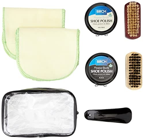 Charles Birch Shoe Care Cleaning Kit, Travel Size Leather Care, 8 Pieces inc 2x Shoe Polishes, 2x Shoe Brushes, 2x Cloths, 1x Shoe Lift, 1x Clear Case — view 2