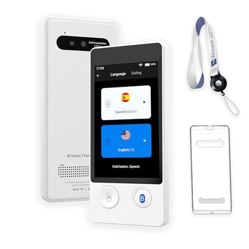 Wooask Offline Translator Device W12 144 Languages 98% Accuracy 0.5s Instant Translation Ideal for Travel, Business, and Global Communication(with Lanyard and Protective Case) (White)