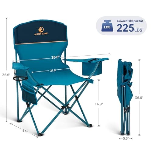 LET'S CAMP Set of 2 Camping Chair for Adults Supports 120kg Blue — view 3