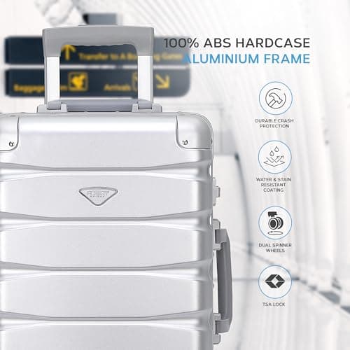 Flight Knight Premium Travel Suitcase - 8 Spinner Wheels - Built-in TSA Lock Lightweight Aluminium Frame, ABS Hard Shell Carry on Check in Luggage Highly Durable - Approved for Over 100 Airlines — view 4