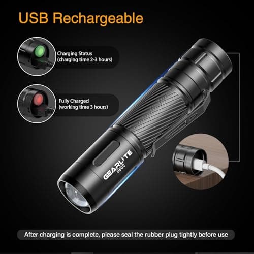 GEARLITE Torch Rechargeable 2 Pack, 2000LM Super Bright Torch with Clip — view 4
