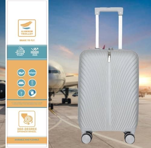 Fly Kite Luggage 24 Inch Medium Suitcase 100% Polypropylene Hard Shell with Aluminium Trolley Handle Real TSA 3 Digit Secure Lock 360° Smooth Wheels Lightweight Suitcase|Light Grey — view 2