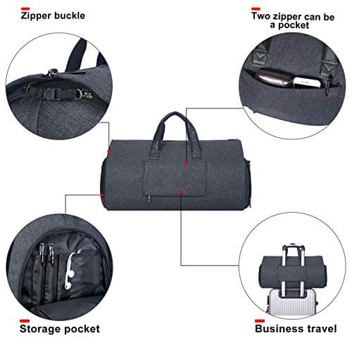 UNIQUEBELLA Travel Suit Carrier Garment Duffel Bag Fiber Large Holdall for Men with Shoe Compartment (Dark Grey) — view 6