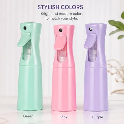 Gubilacrum 6-Piece 200ml Continuous Mist Spray Bottle Set for Styling and Hydration, Pink, Purple, Green, Water Spray Bottle for Hair, Refillable Hair Spray Bottle for Salon and Home Use — view 4