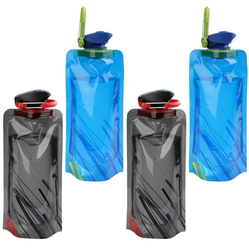Yonfas 4-Pack Collapsible Water Bottles for Outdoor Activities, Lightweight & Leak-Proof, Ideal for Hiking, Camping, and Travel