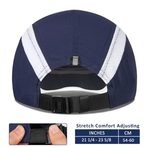 GADIEMKENSD Women's Foldable Light Cap Quick Dry Ultra-Thin Unstructured Tech Running Hat Reflective UPF 50+ Baseball Caps Cooling Ponytail Hats Fitted for Beach Tennis Travel Hiking Golf Navy Blue — view 3