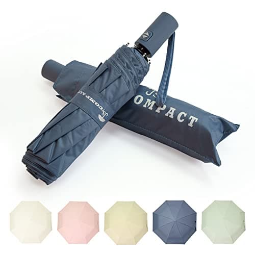SY COMPACT Automatic Windproof Umbrellas Travel Strong Umbrella for Rain and Sun Protection Small Umbrella UV Blocking for Women and Men (Navy Blue) — view 6