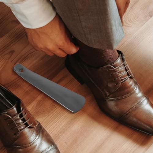 BCOATH Stainless Steel Shoe Horn 14cm Portable Design Easy to Use Walking Shoes Helper Tool for Women Suitable for Travel and Home Use Black Metal — view 6