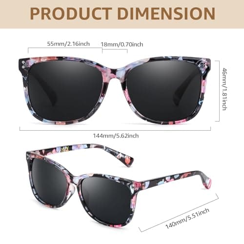 TJUTR Polarised Sunglasses for Women, Retro Oversized Square Sun Glasses — view 4