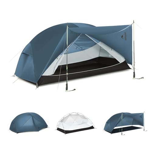Naturehike Mongar Tent Camping Tent 2 Man Tent Waterproof Ultralight Trekking Tent Hiking Tent Double Layer for Hiking Climbing Outdoor Activities (210T Polyster/Blue)