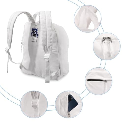 Gristor DIY Canvas Backpack White Casual Daypack Backpack Lightweight With Side Pockets for Travel,Shopping and Business Trip — view 6