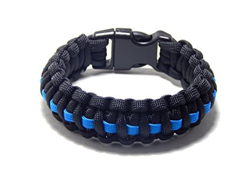 Paracord Survival Bracelet Black Thin Blue Line Police — view 3