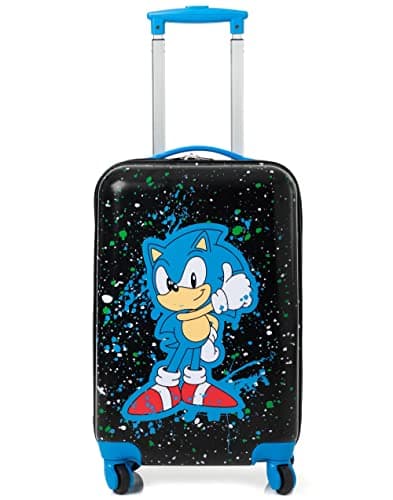 Sonic The Hedgehog Kids Suitcase | Black Small Cabin Bag for Boys & Girls | Carry On Trolley with Extendable Handle | Paint Splatter Gaming Fun | Game Movie Travel Accessory for Children & Teens — view 3