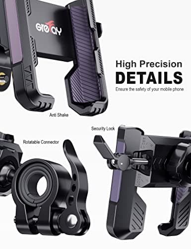 Grefay Bicycle Phone Holder 1S Quick Installation Drop-proof Motorcycle Phone Holder, 360° Rotating Phone Mount for 4.7‘’-7"' Mobile Phone, Suitable for Mountain Bike, Scooter, Electric Bike (Purple1) — view 5