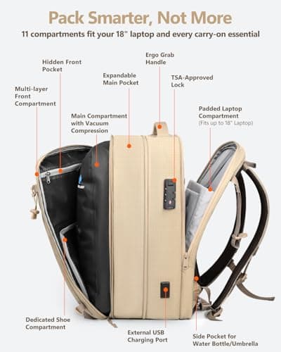 Zurligi Vacuum Travel Backpack with Pump, 40-70L Expandable — view 3