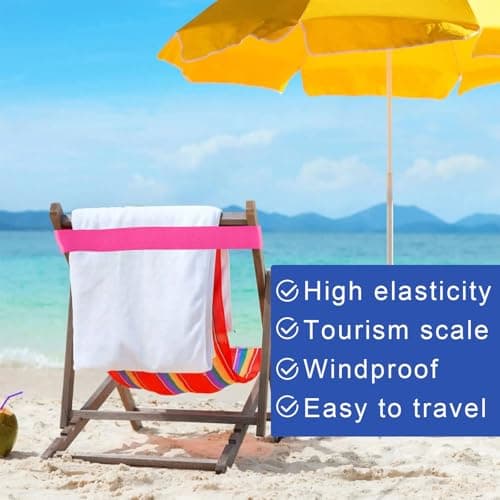 4Pcs Towel Bands for Beach, Sun Loungers, Beach Chair Towel Clips, Stretch Silicone Chair Bands Not Easily Broken, Elastic Windproof Beach Accessories for Summer — view 5