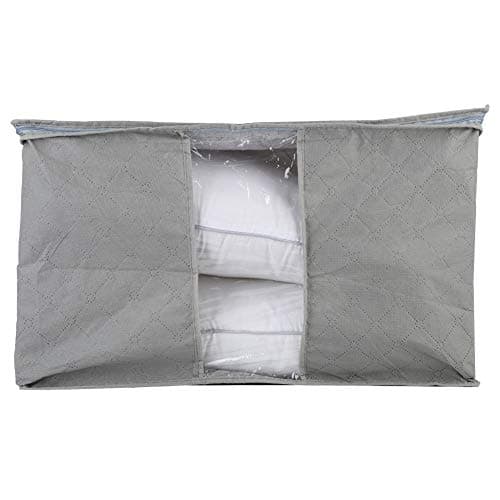 Riuulity Foldable Carbon Fibre Storage Bag with Zipper for Clothes, Blankets, Lightweight Large Durable for Bedding Gray 1pc