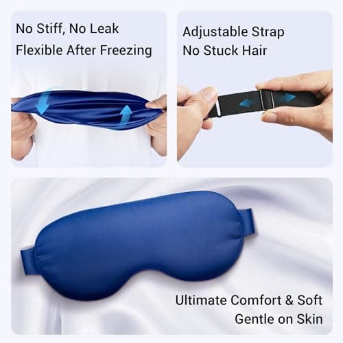 Cooling Eye Mask for Puffy Eyes, Dark Circles & Migraine Relief, Reusable Gel Cold Compress with Adjustable Strap for Headaches, Tired Eyes, Sleep & Post-Surgery Care, Blue — view 6