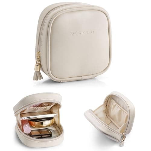 VLANDO Small Makeup Bag with Slip-in Pockets, Travel Essential for Handbags