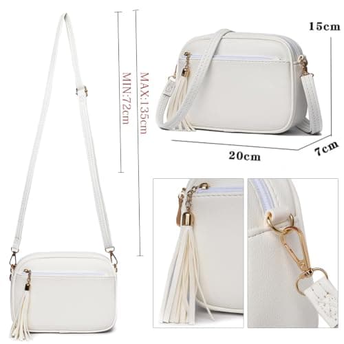 COZIIESKE Women's Small Cross Body Bag with Tassel – Faux Leather Shoulder Purse with Multi-Pocket, Anti-Theft Zip, Adjustable Detachable Strap for Travel, Work & Daily Use (Red) — view 3