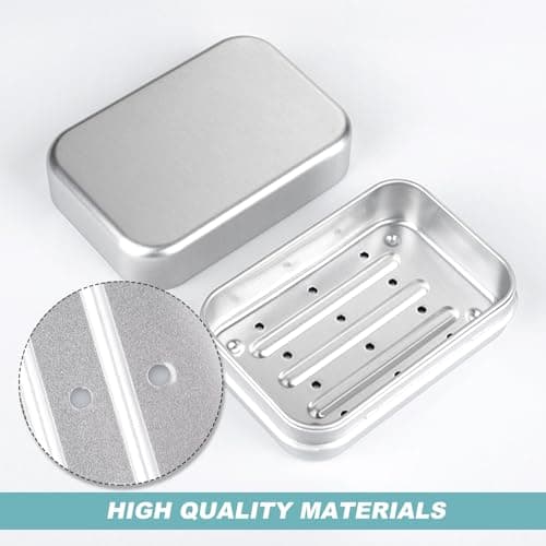 Travel Soap Case Dish with Lid 180 Ml Aluminium Soap Box Holder Tin Travel Container for Shampoo Bathroom 98 x 68 x 35mm — view 5
