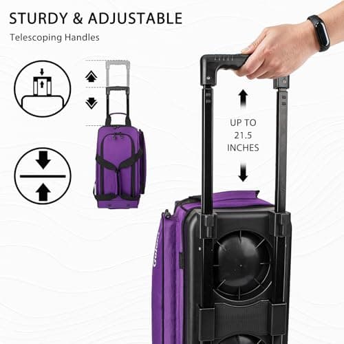 Goloni Double Roller 2 Ball Bowling Bag with Separate Shoe Compartment,2 Ball Bowling Bag with Wheels,Retractable Handle Extends to 40" — view 5