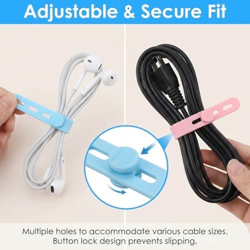 LUCTHY 20 Pcs Silicone Cable Ties, Reusable Data Cable Organiser for Cords — view 4
