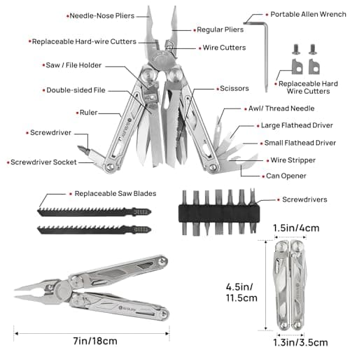BIBURY Multitools, BI2045 Pro Multi Tool Foldable Pliers with Screwdriver — view 2